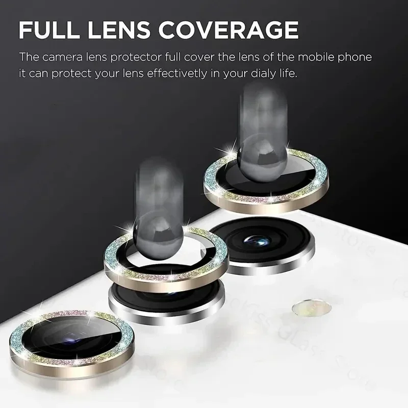 Shiny Diamond Metal Ring Camer - Tempered Glass Screen 9H recension och pris