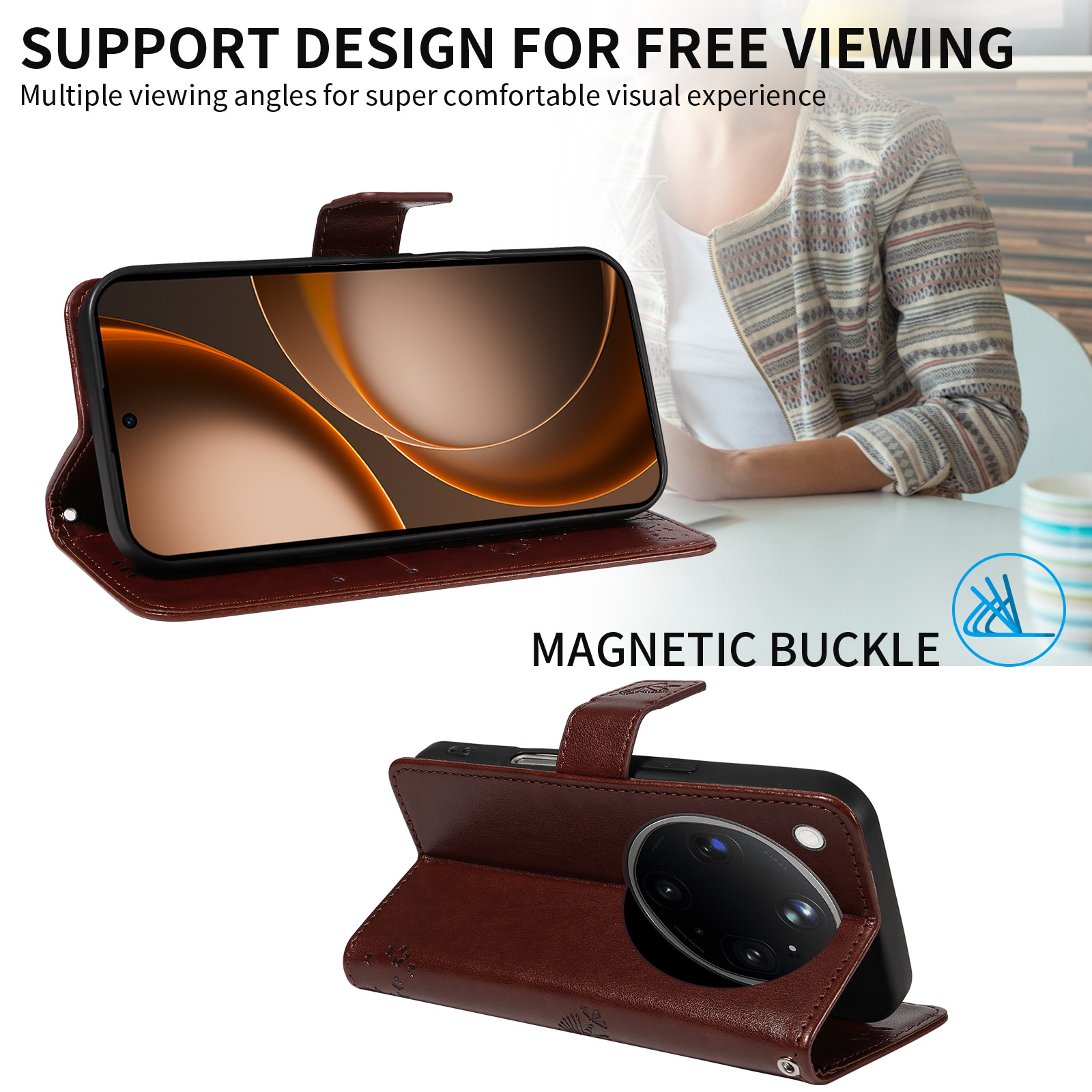 Leather Wallet Flip Case for O - Oppo Find X8 recension och pris