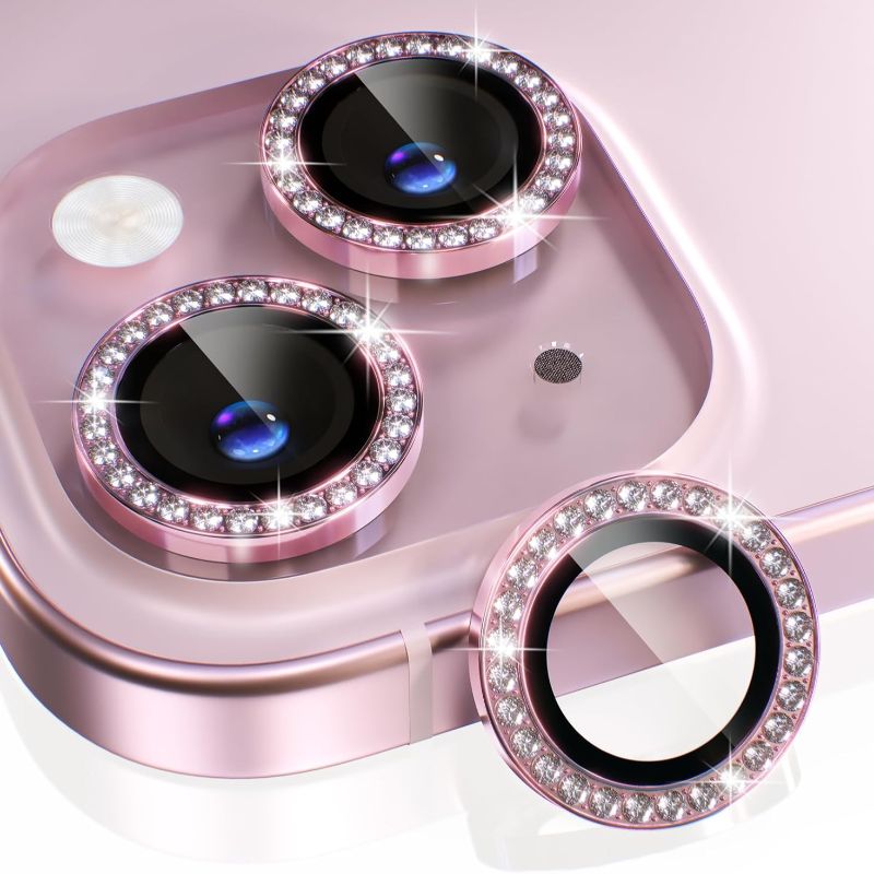 1PC Pink Glitter Diamond Camer - Tempered Glass Screen 9H recension och pris